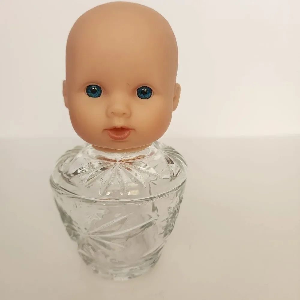 Handmade By Me Doll Head Lidded Jar Doll Art Table Decor